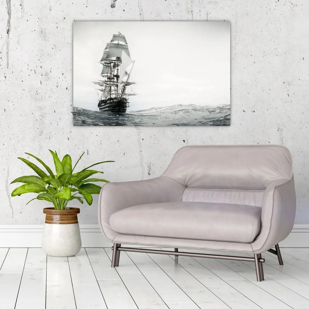 Tablou - O navă care navighează pe ocean (90x60 cm)