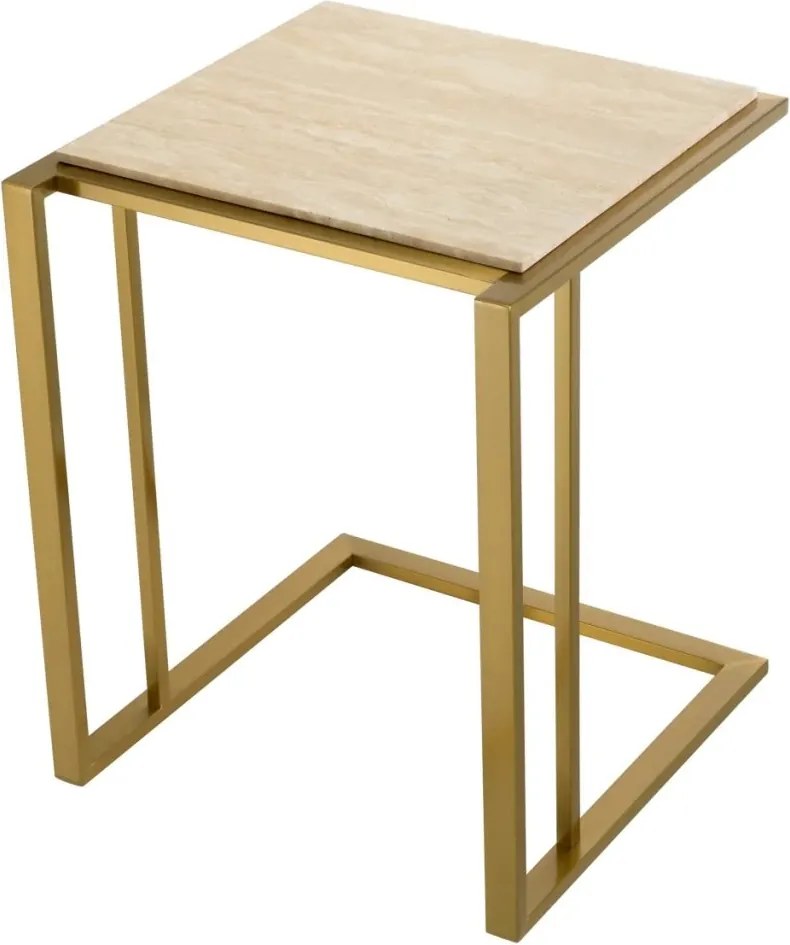 Masuta laterala design LUX cu blat din travertin Cocktail