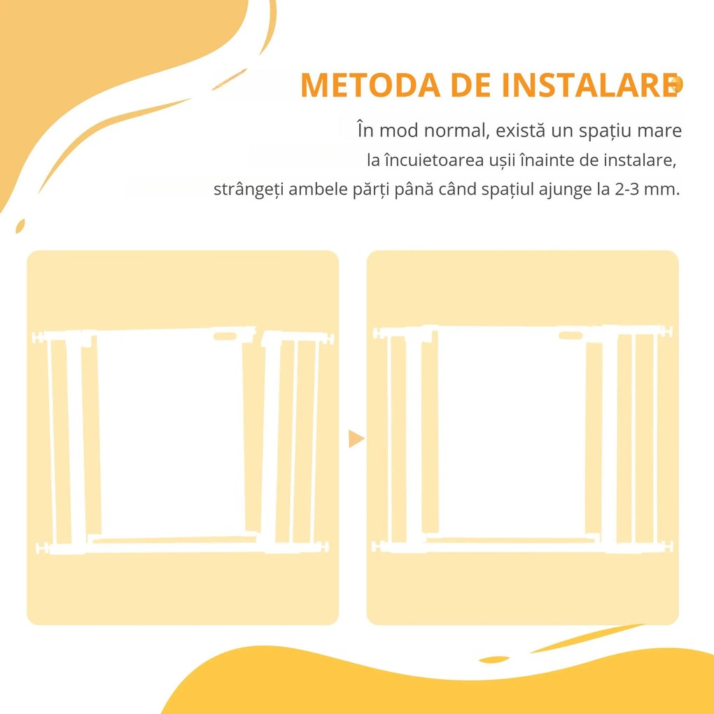 PawHut Poartă de Sigurantă pentru Uși și Scări, Poartă pentru Animale cu Închidere Automată, 76x75-103 cm, Negru | Aosom Romania
