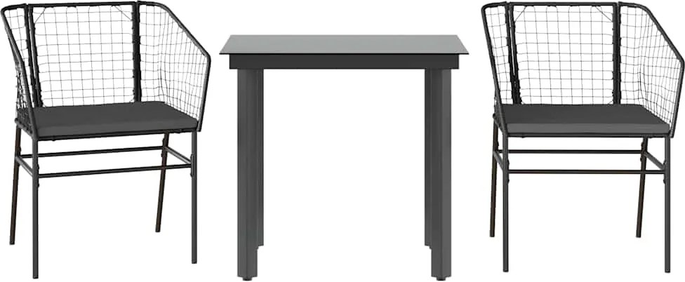 vidaXL Set de sufragerie de grădină 3 piese neagră