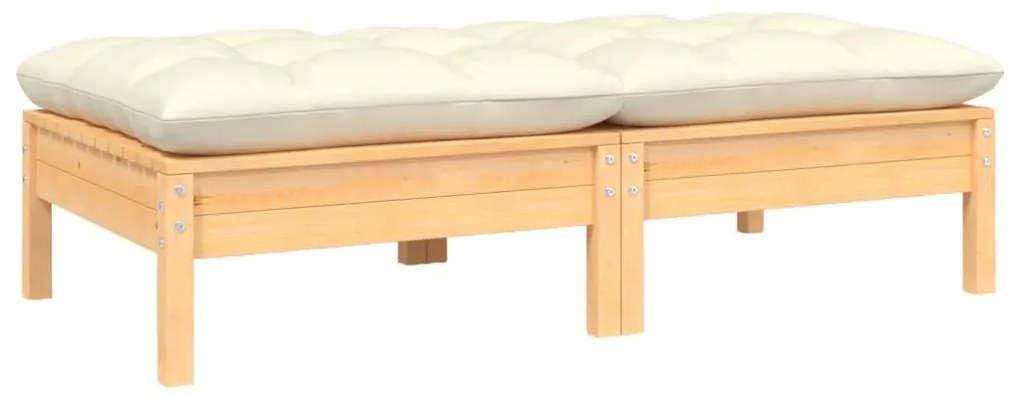 vidaXL Canapea de grădină cu 2 locuri, cu perne crem, lemn masiv pin