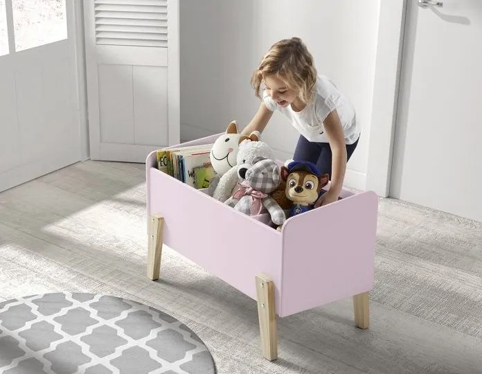 Această combinație KIDDY în roz constă dintr-un pat (90x200), noptieră și cutie de jucării.