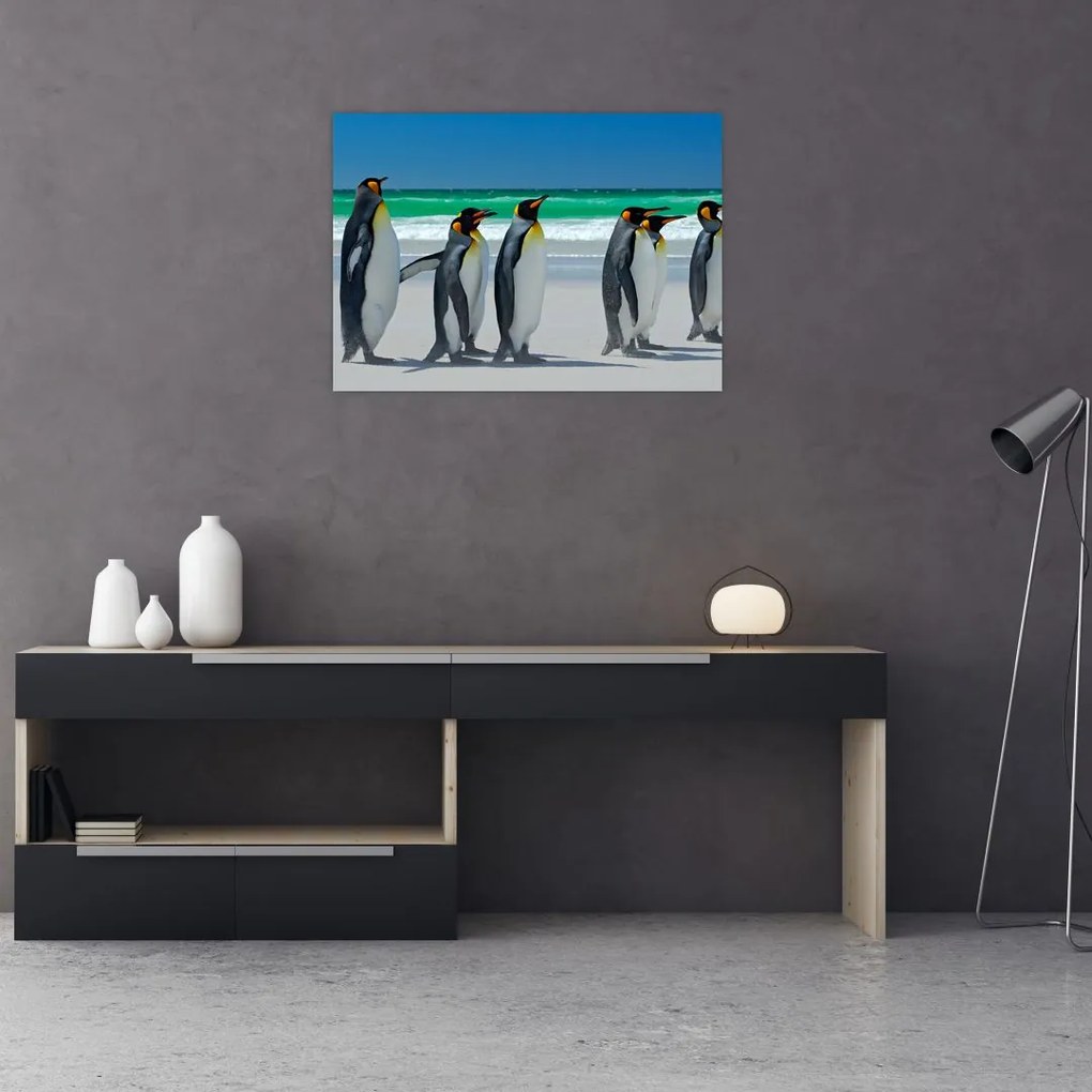 Tablou - Grup de pinguini regali (70x50 cm)