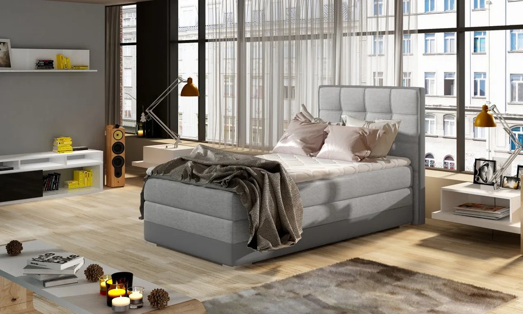 Pat boxspring Aster 90x200 cm pe dreapta Sawana 21/Soft 29