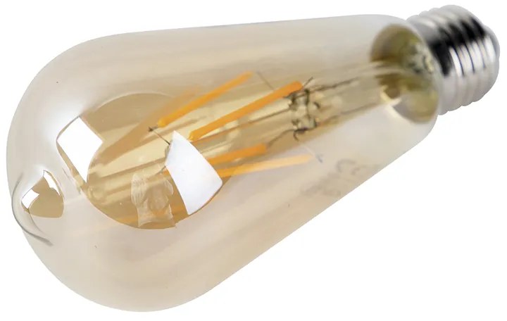 Set de 3 becuri LED E27 ST64 auriu cu senzor crepuscular 4W 400lm 2200K