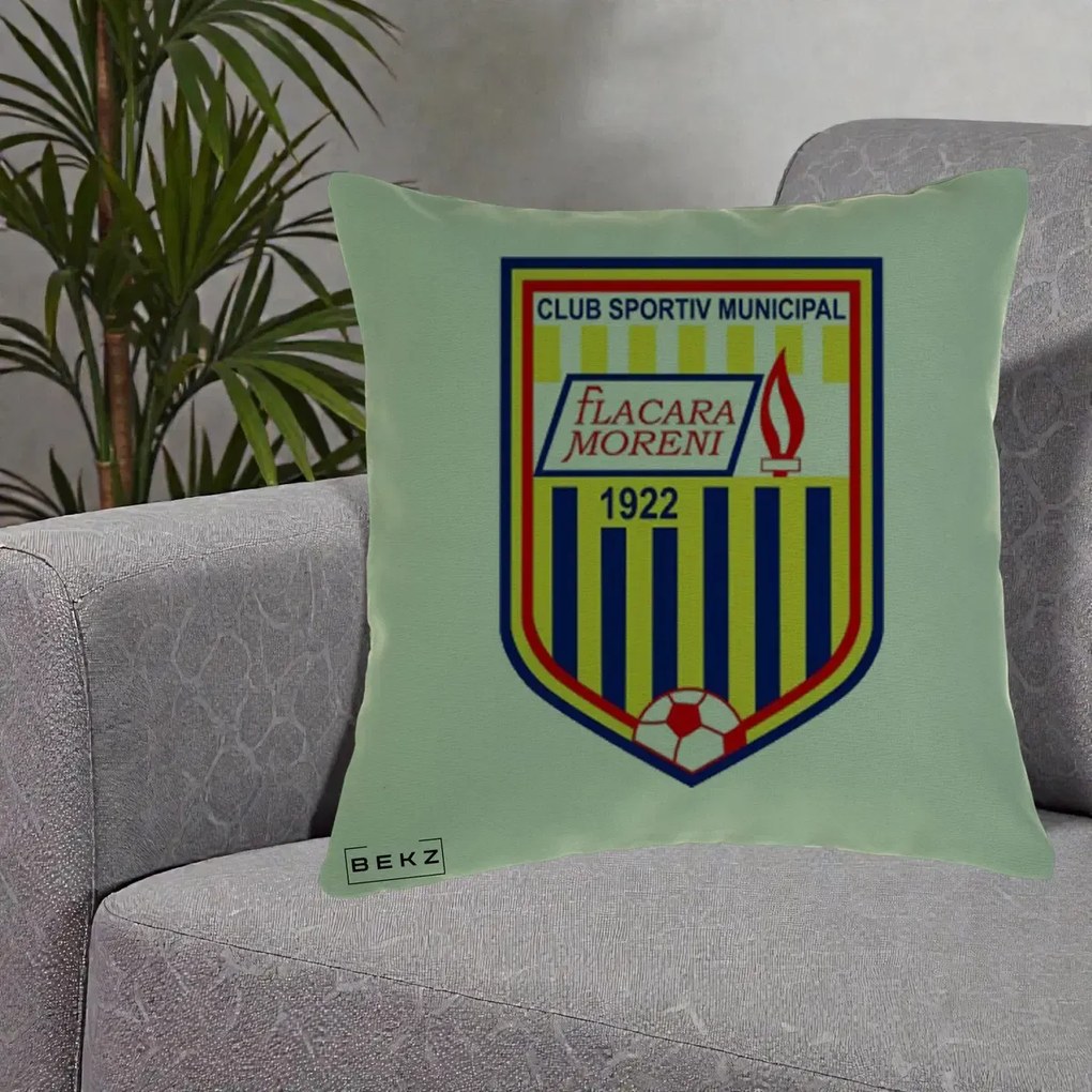Perna Personalizata CSM Flacara Moreni 1922 Fotbal, 40x40 cm, Verde, Husa Detasabila, Perna Inclusa, BEKZ®