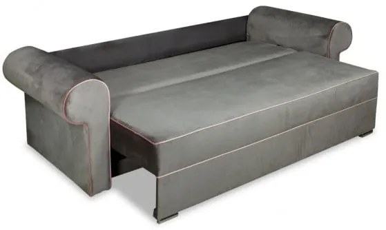 Canapea Extensibila Cu Lada De Depozitare Sofia, Gri Si Roz, 250 x 105 x 75 Cm
