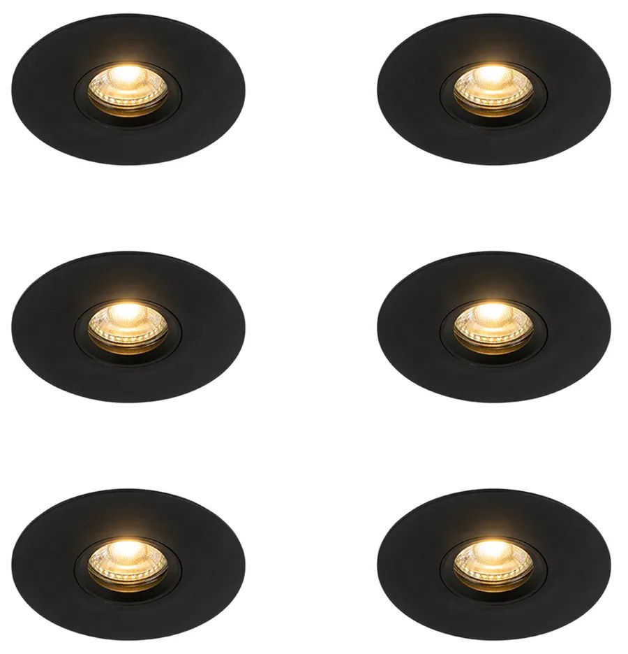Set 6 becuri Spot modern încastrat negru 12 cm - Buco