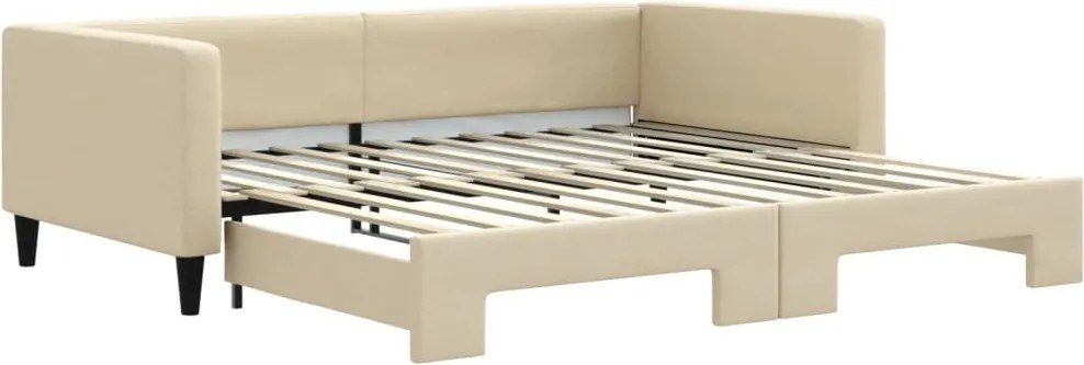 vidaXL Pat de zi cu extensie, crem, 100x200 cm, textil