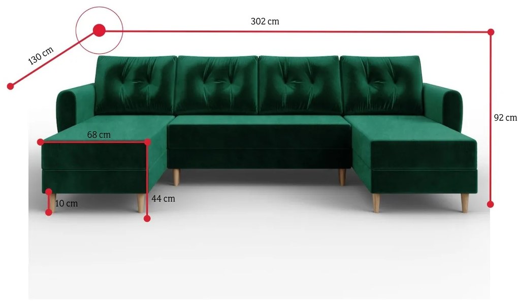 Supermobel Canapea in forma de U PALOMA, 302x92x130 itaka 10