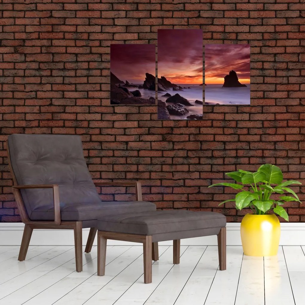Tablou cu apus de soare pe mal (90x60 cm)