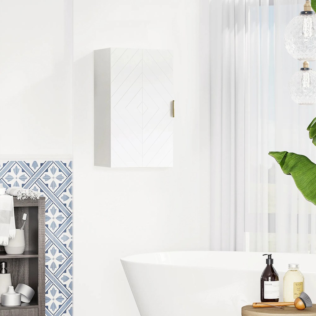 kleankin Dulap pentru Baie Suspendat cu Rafturi Ajustabile, 40x15x60 cm, Alb | Aosom Romania