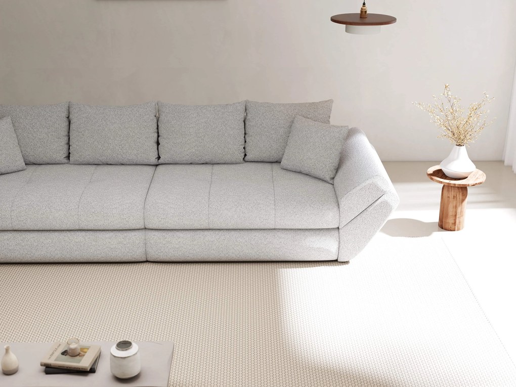 Canapea extensibilă dumonde cu ladă de depozitare si sezut confortabil din spuma high-density, Loana Euphoria Dove 300x100 cm