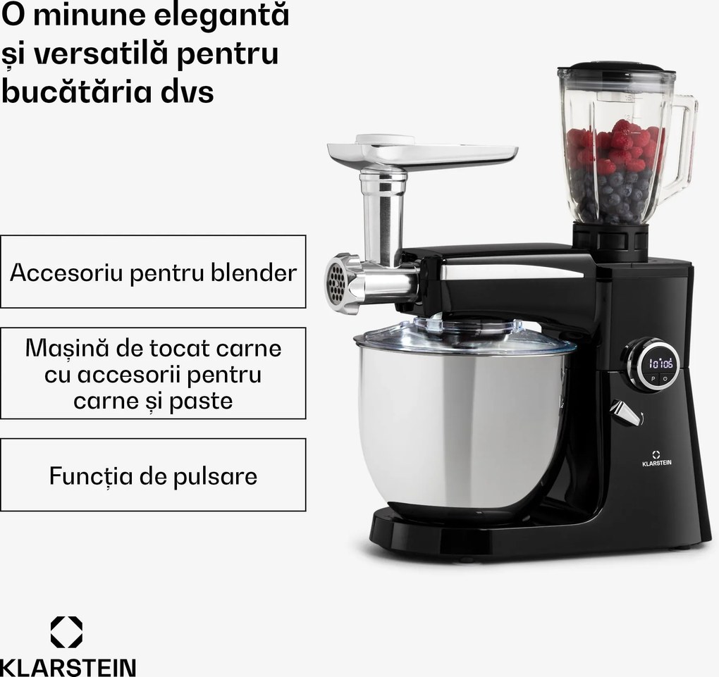 Klarstein Renata Rossa, robot de bucătărie, 3 în 1 2000 W / 2,7 PS, 10 litri, oțel inoxidabil, fără BPA