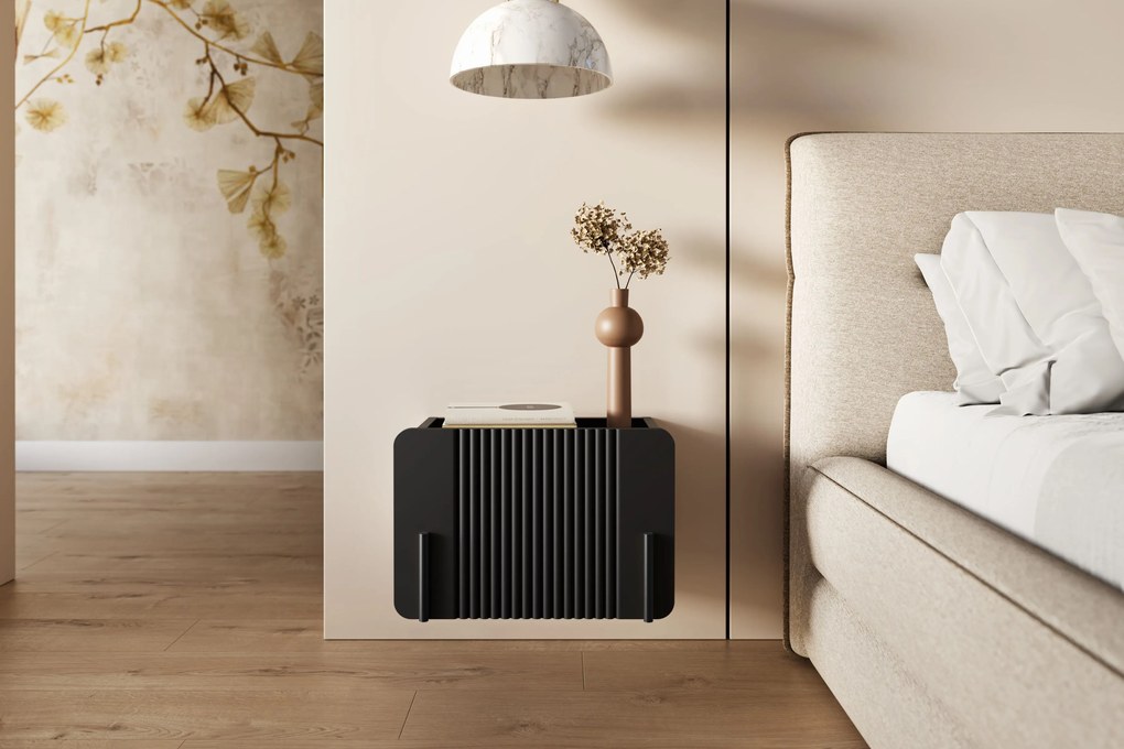 Noptieră Malmi 45 cm cu sertar - negru mat / negru