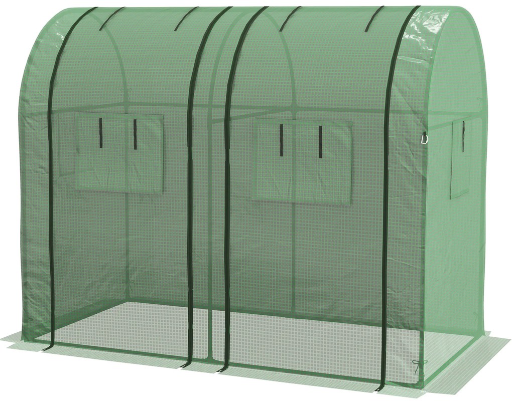 Outsunny Sera de grădină 1,8 m² dim. 1,85L x 0,9l x 1,5H m 2 Uși cu fermoar rulante 4 Ferestre rulante Oțel PE Verde | Aosom Romania