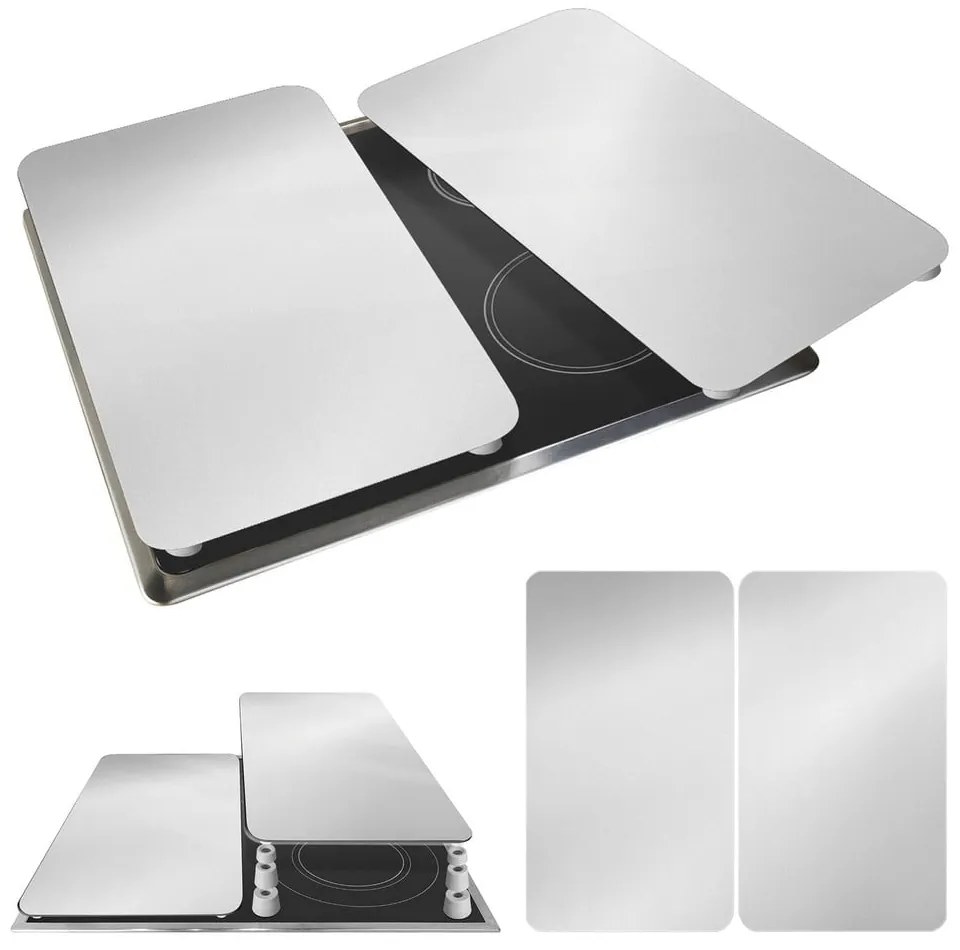 Set 2 protecții din sticlă pentru aragaz Wenko Universal Silver