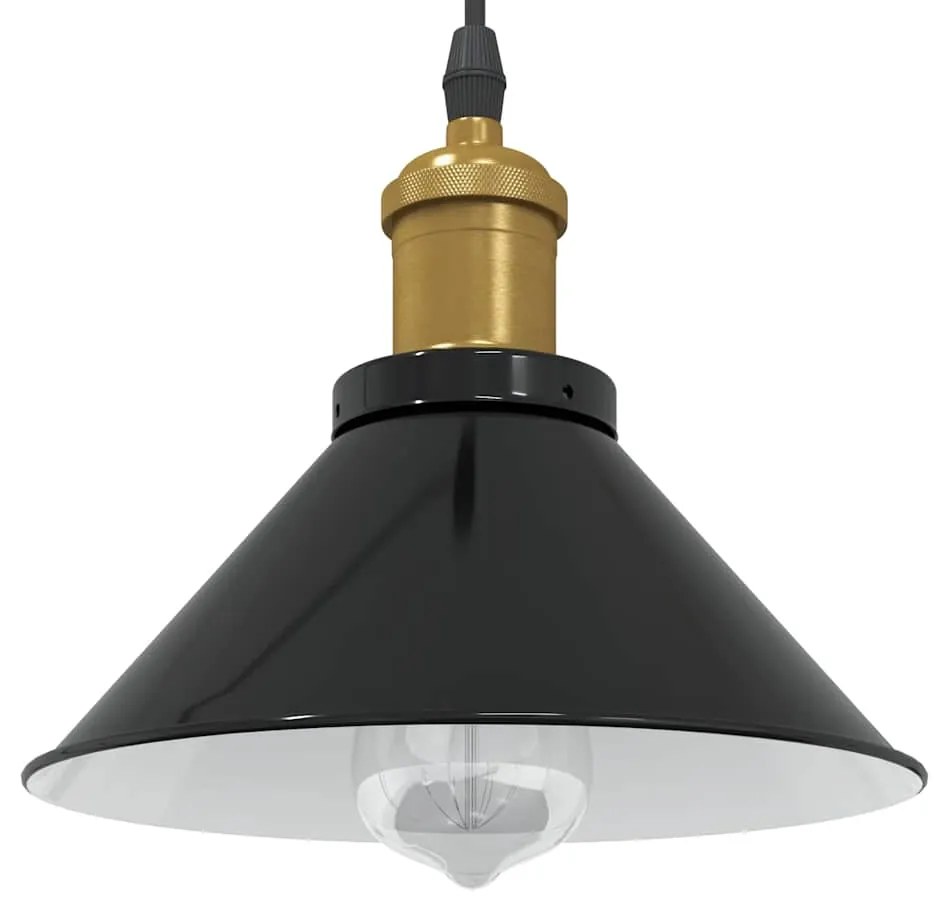 vidaXL Lampă suspendată reglabilă pe înălțime E27 negru lucios metal