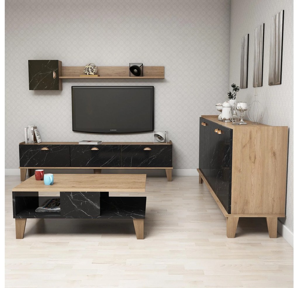 Mobilier living Sommer 2 (Stejar + marmură). 1088213
