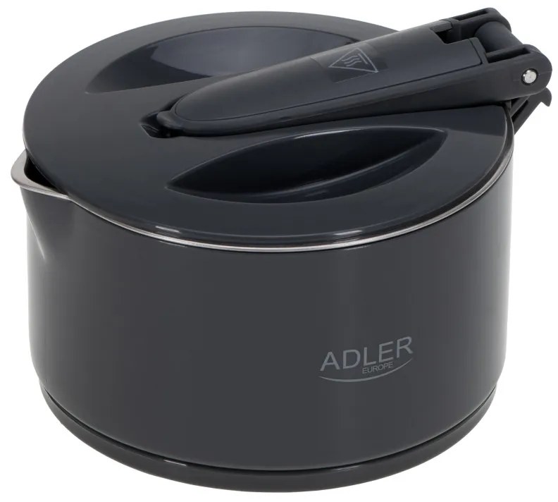 Fierbator pentru calatorii Adler AD 1377, 600W, 0,6 l, Corp pliabil din silicon, Protectie la supraincalzire, Indicator luminos, Gri/Negru