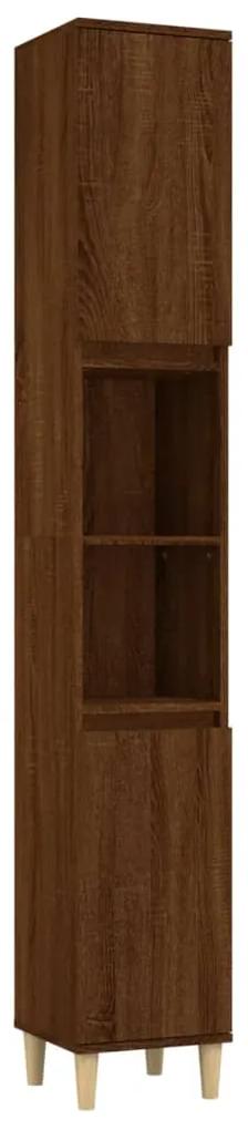 819795 vidaXL Dulap de baie, stejar maro, 30x30x190 cm, lemn prelucrat