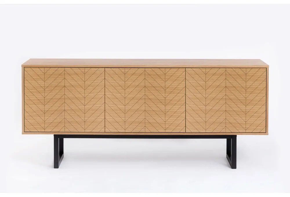 Comodă în decor de lemn de stejar Woodman Camden Herringbone, 175 x 75 cm