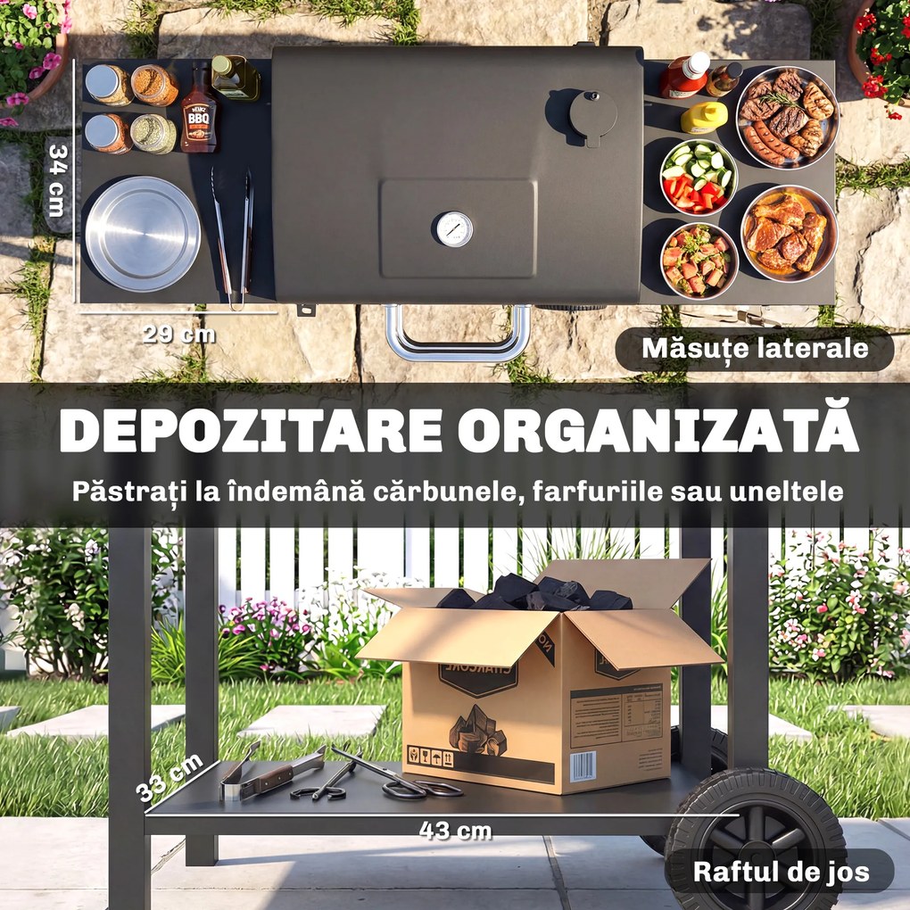 Outsunny Afumătoare pe cărbune pentru exterior | Aosom Romania