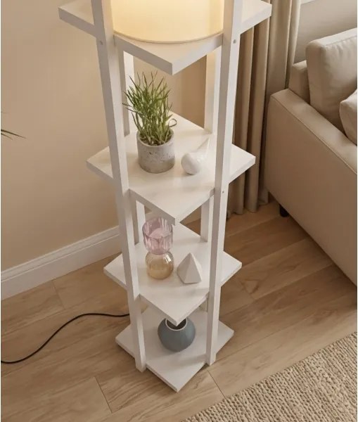 Lampadar cu rafturi NORA 1xE27/40W/230V alb