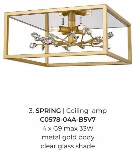 Plafoniera eleganta design modern Spring auriu