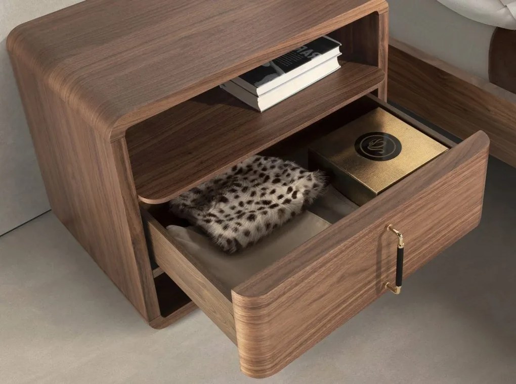 Noptiera design LUX cu sertare Walnut Veneer