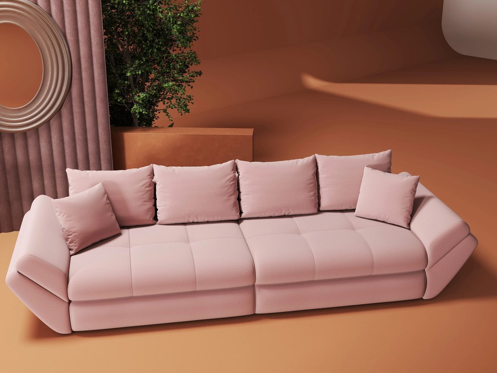 Canapea extensibilă dumonde cu ladă de depozitare si sezut confortabil din spuma high-density, Loana Royal Roz 300x100 cm