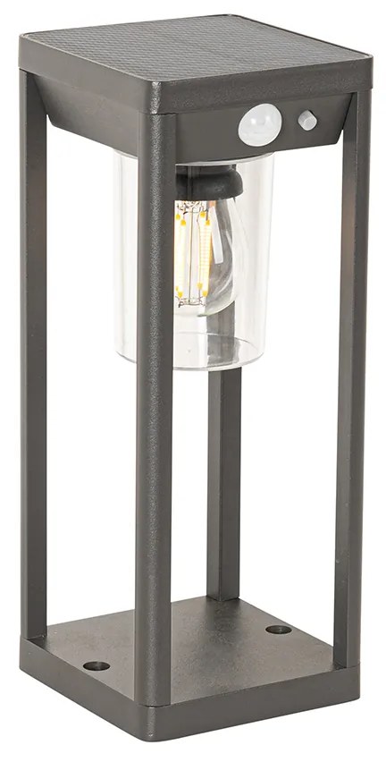 Lampă de podea pentru exterior gri închis 25 cm cu lumină reglabilă și senzor pe solar - Sonne