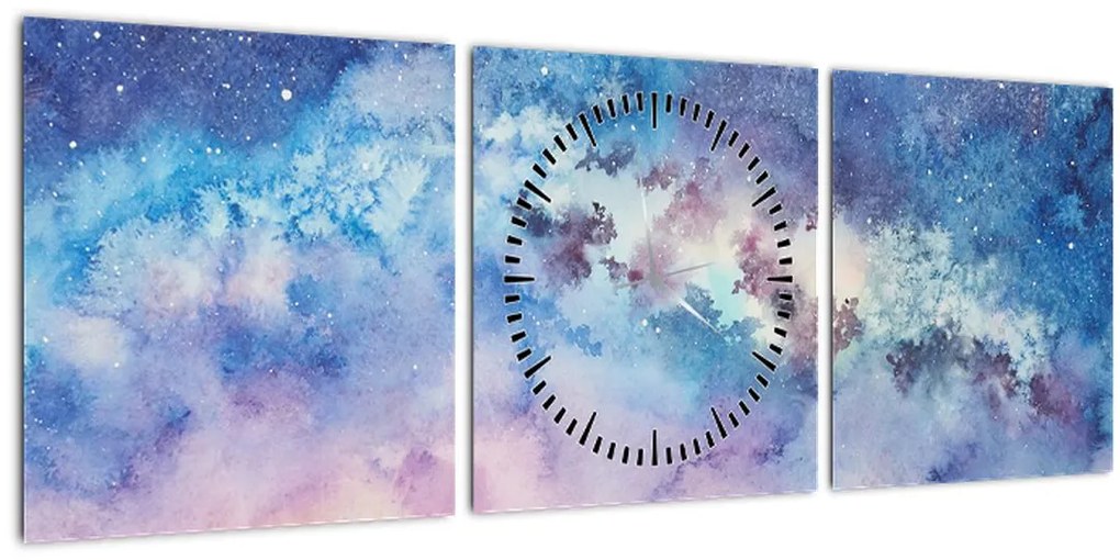 Tablou - Calea lactee, aquarel (cu ceas) (90x30 cm)