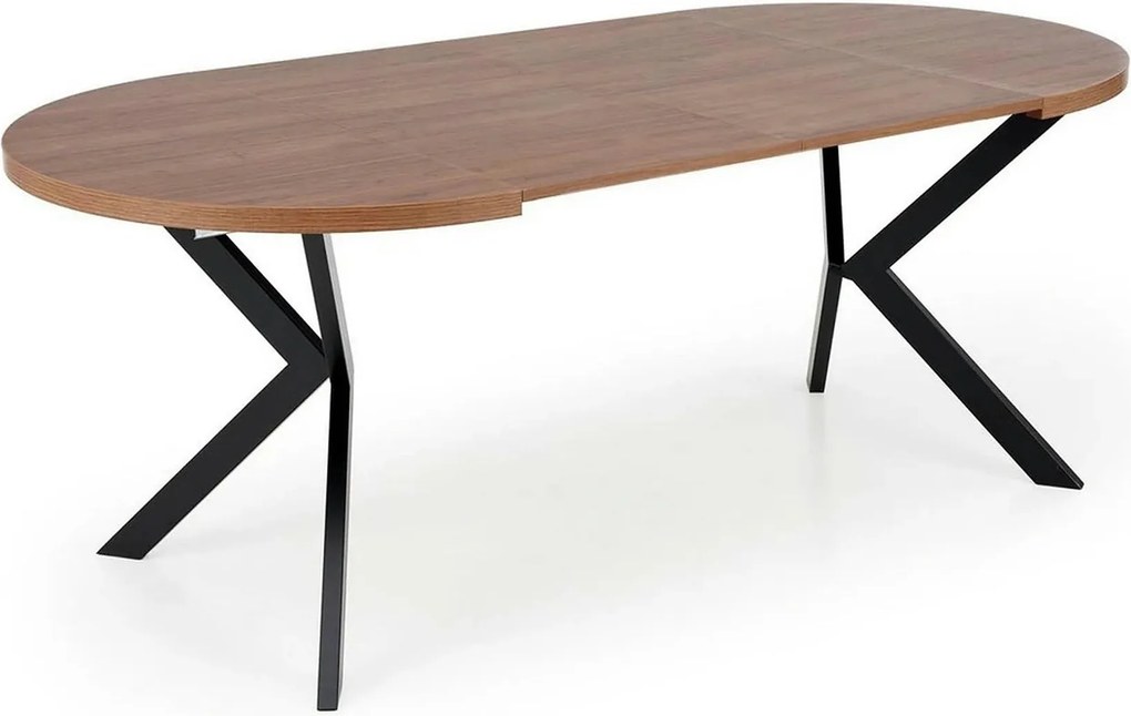 Masa extensibila PERONI, nuc/negru, PAL furniruit /otel, 100/250x100x7