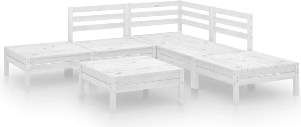 vidaXL Set mobilier de grădină, 6 piese, alb, lemn masiv de pin