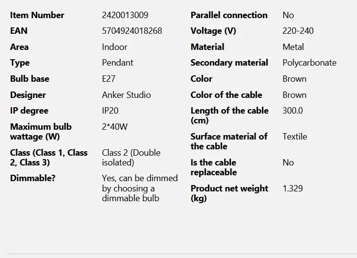 Lustra/Pendul modern design nordic Versale 35cm maro