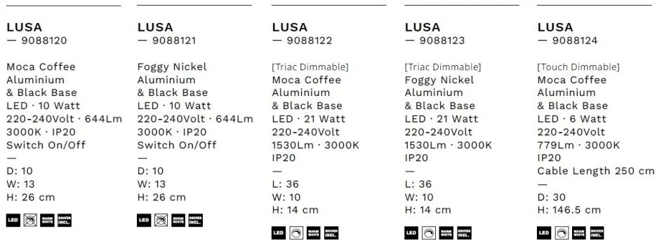Aplica LED moderna stil minimalist LUSA negru/cafeniu