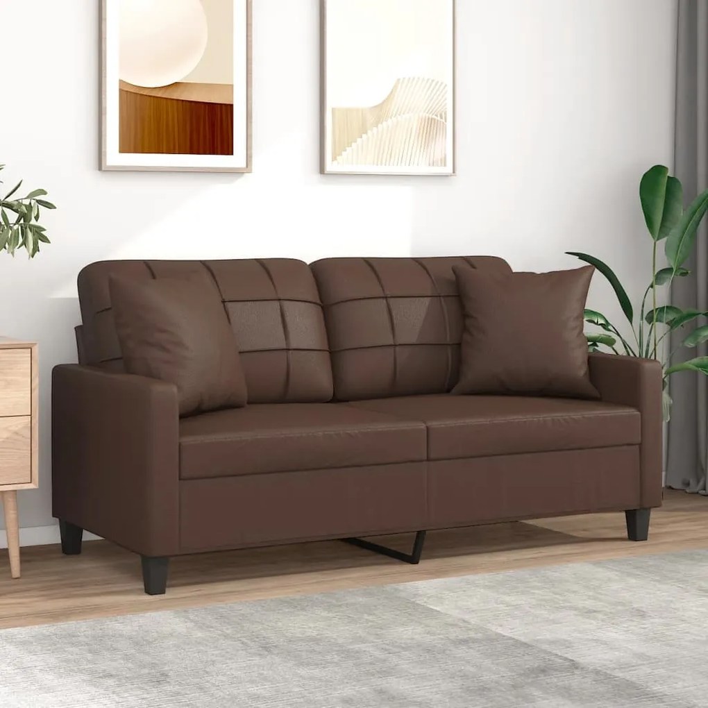 3152957 vidaXL Canapea cu 2 locuri, perne&pernuțe maro 140 cm piele ecologică