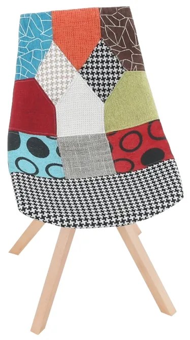 Scaun, ţesătură patchwork/lemn, KIMA NEW TYP 2