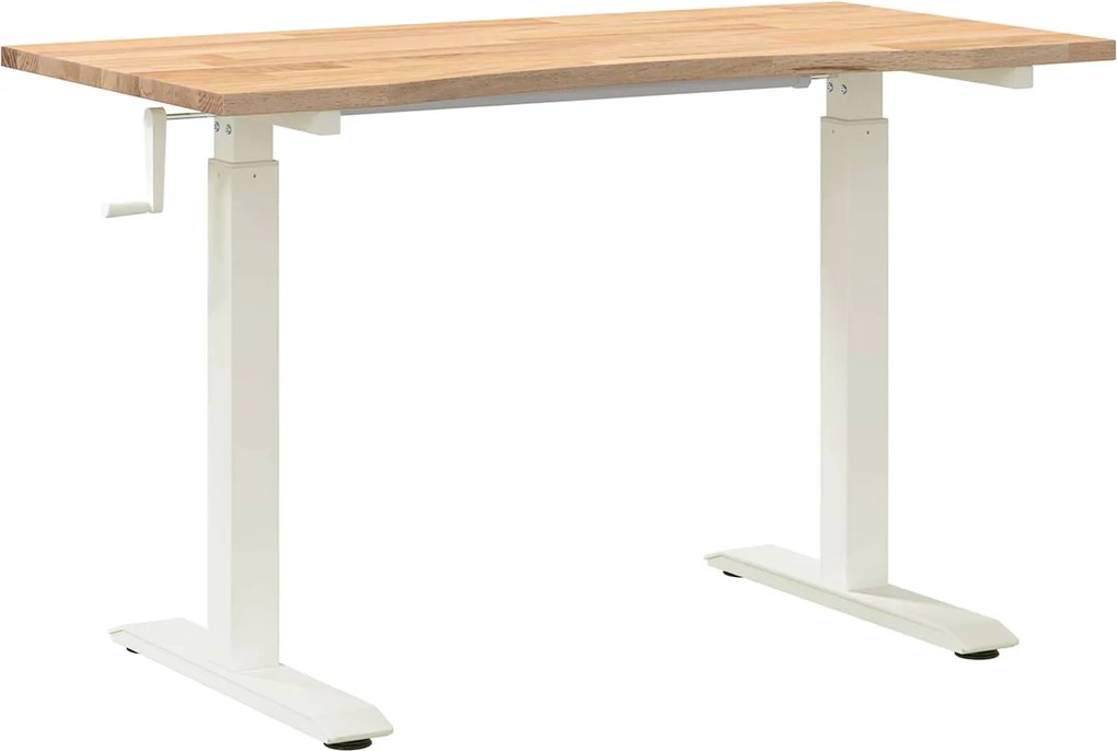 vidaXL Birou Alb și Natural 120 x 60 cm Lemn de stejar masiv