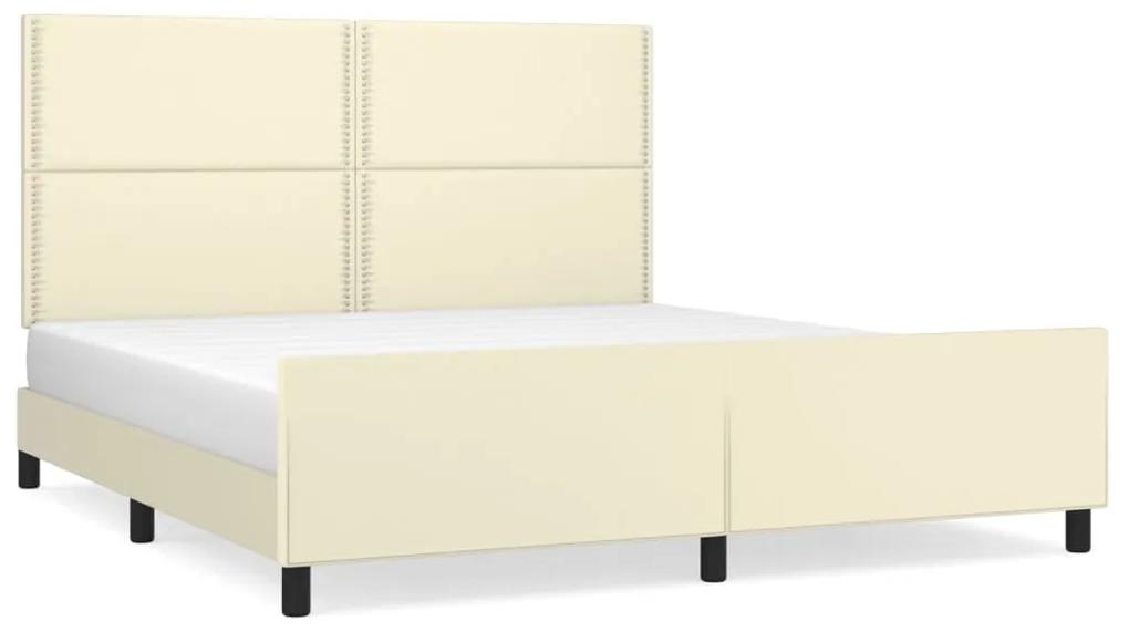 3125520 vidaXL Cadru de pat cu tăblie, crem, 160x200 cm, piele ecologică