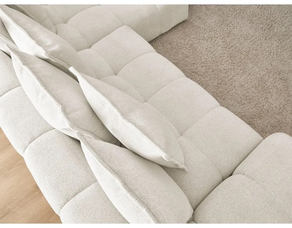 Colțar alb extensibil/cu spațiu de depozitare cu tapițerie din chenille (cu colț pe partea dreaptă/cu șezlong) Everest – Bobochic Paris