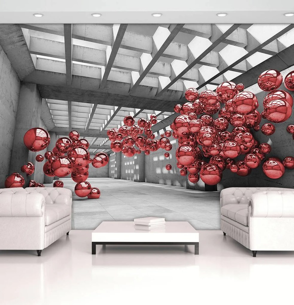 Fototapet - Modernism 3D roșu - încăpere (254x184 cm), în 8 de alte dimensiuni noi