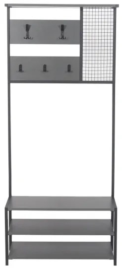 Cuier de perete cu pantofar NOMAD 182x78 cm negru/antracit