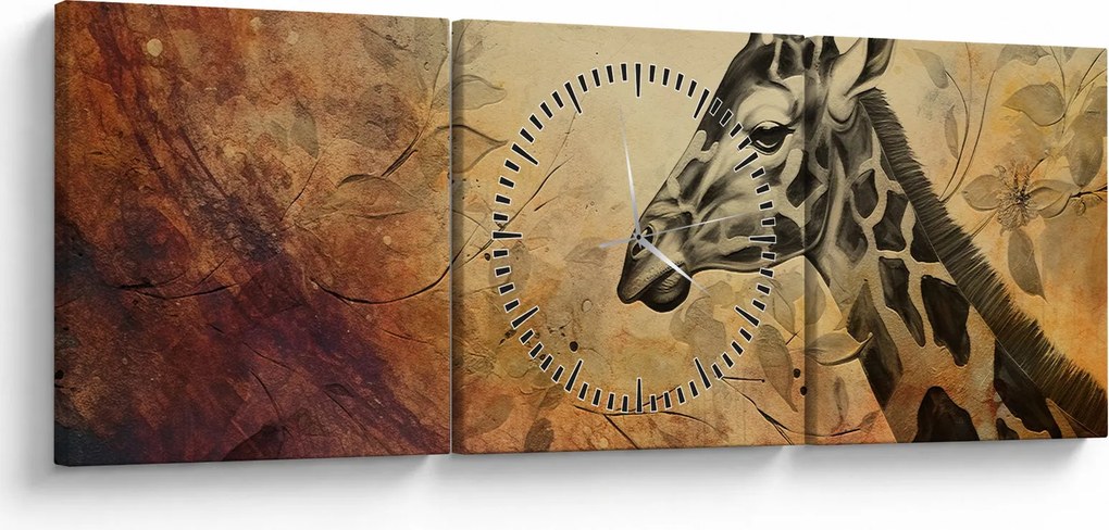 Tablou - Girafă, pictură (cu ceas) (90x30 cm)