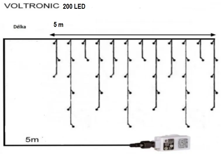 VOLTRONIC Instalație Crăciun ploaie-200 LED,alb cald/rece