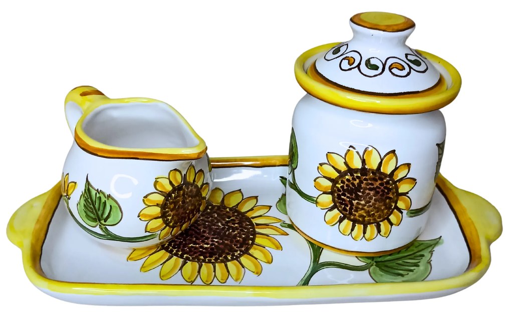Set ceramică servit ceai/cafea model Floarea Soarelui