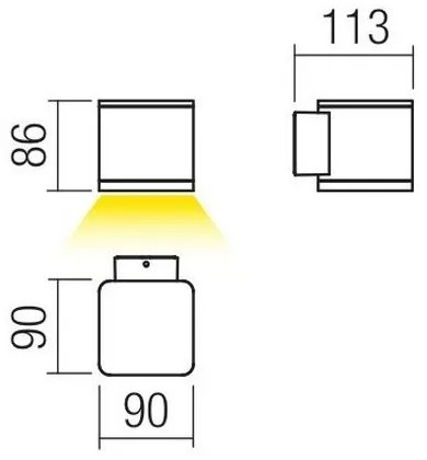 Redo 9069 - Aplică de perete LED pentru exterior BETA, 6W, 230V, IP54