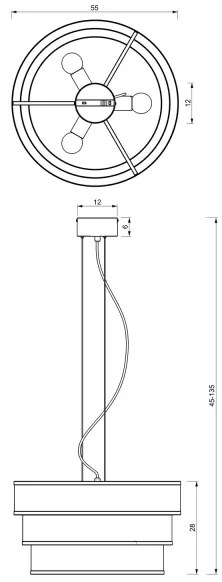 Lustră pe cablu GLUM 3xE27/60W/230V neagră