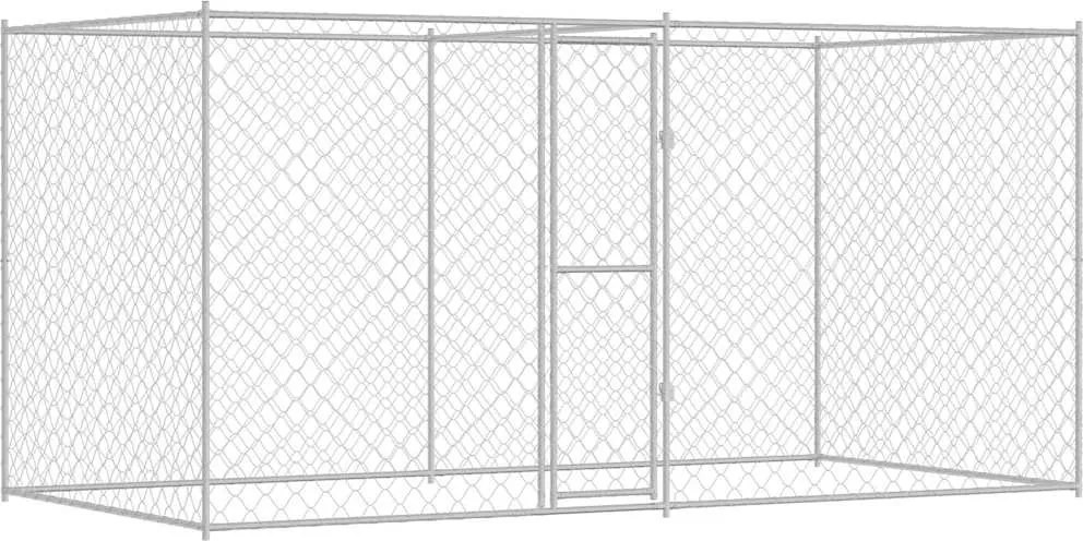 vidaXL Cușcă pentru câine Argintiu 400 x 200 x 200 cm Oțel Galvanizat